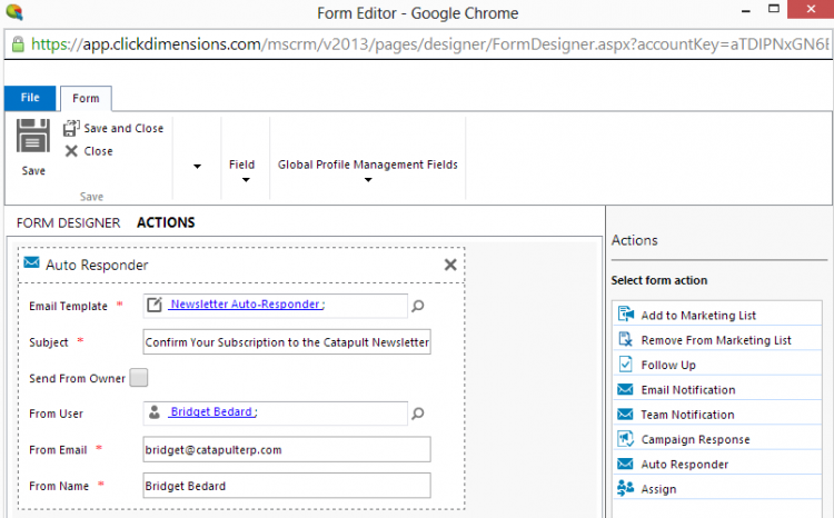 Dynamics CRM - Web form & auto responder