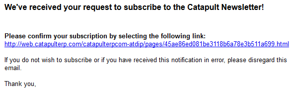 Dynamics CRM - Subscription Confirmation Email