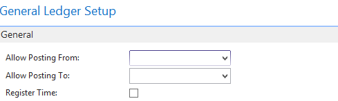 General Ledger Setup