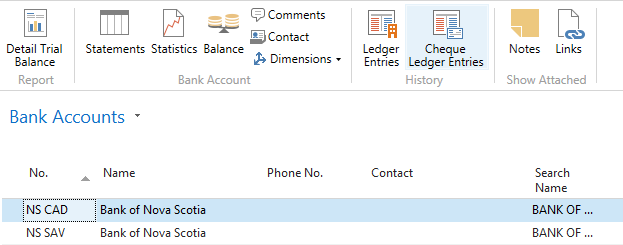 Cheque Ledger Entries in NAV ribbon - Accounts Payable and Receivable