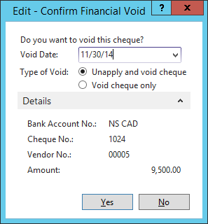 Confirm Financial Void - Accounts Payable and Receivable