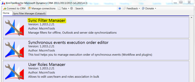 CRM for Outlook Sync Filter Manager