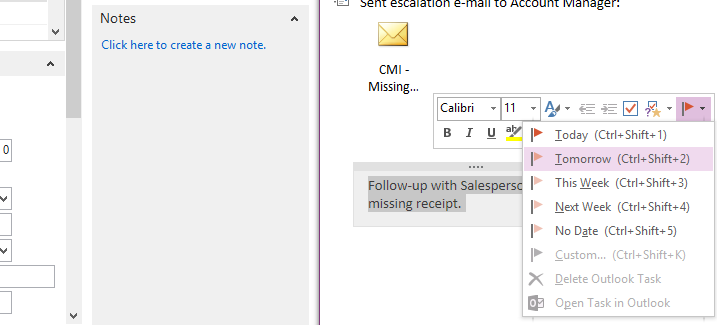Outlook task in OneNote
