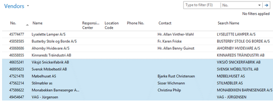 Dynamics NAV Shortcut select entire list