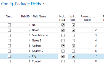 Select Dynamics NAV Fields to include in Configuration Package