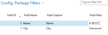 Navision Configuration Package Filters