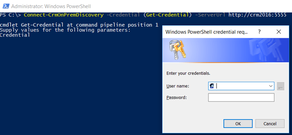 PowerShell and Dynamics 365 - Get Credential On Prem Discovery