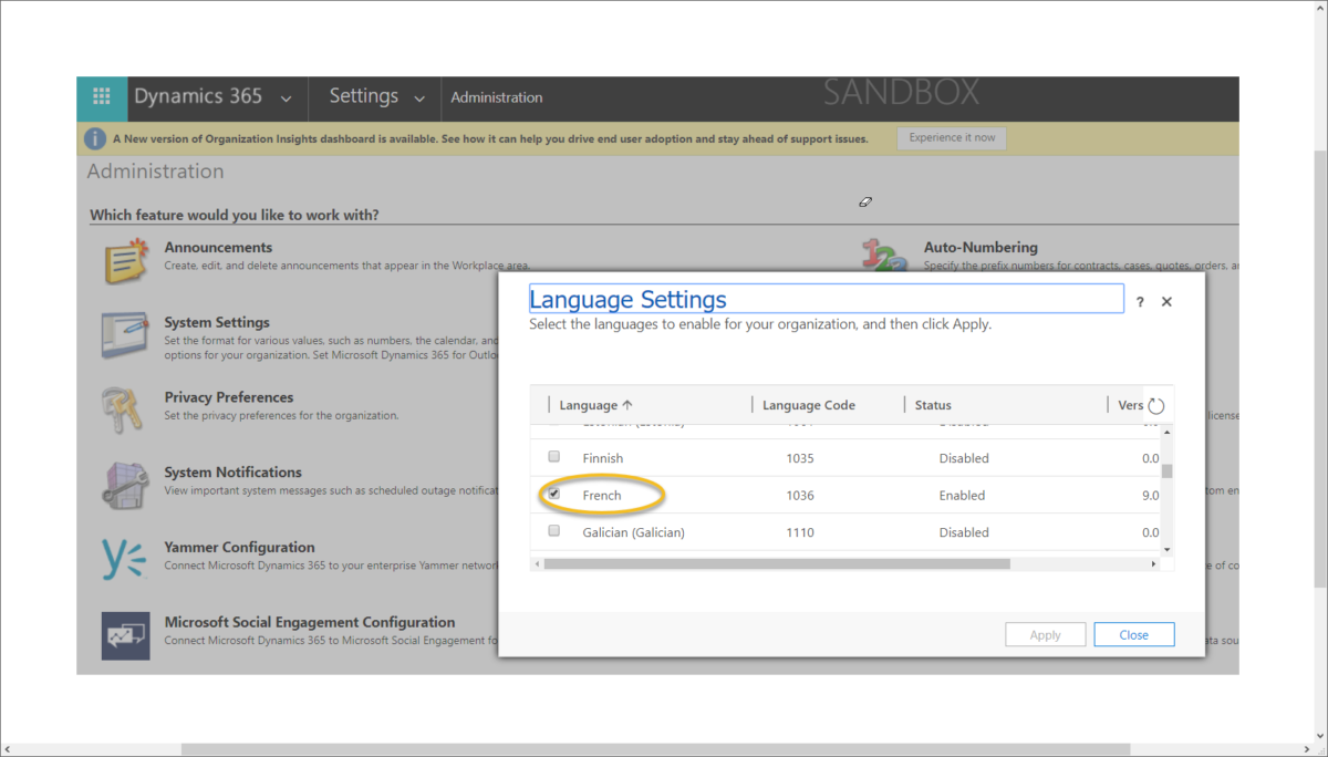Configure a Dynamics 365 Portal: Add French