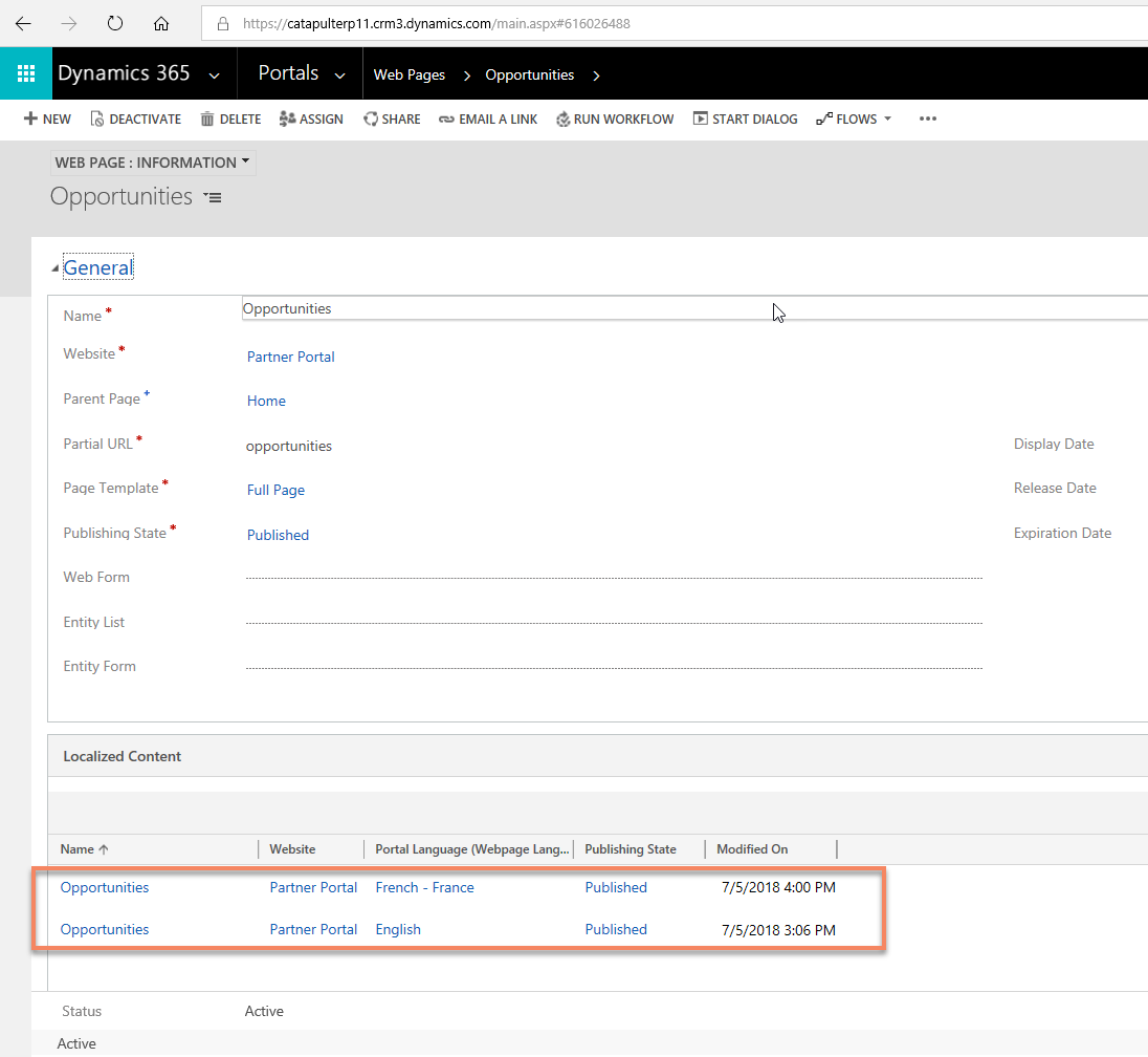 English and French Content in Portal