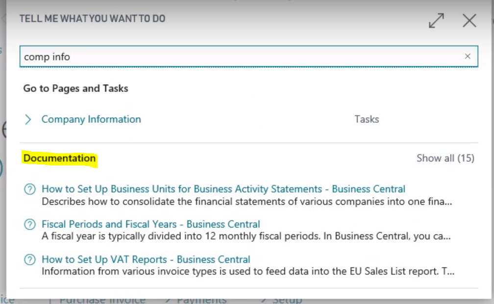 Tell Me Company Info Example