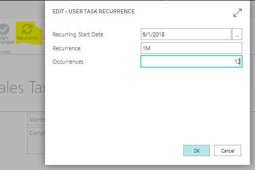 User Tasks Recurrence