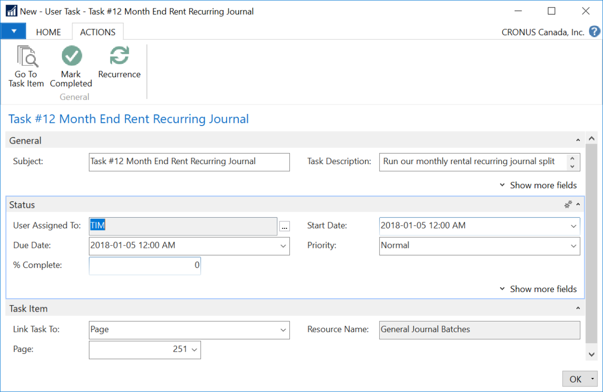 Using User Tasks at Month-End in NAV