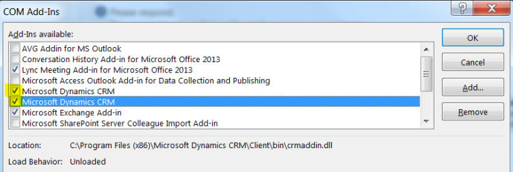 enable-crm-for-outlook-not-working