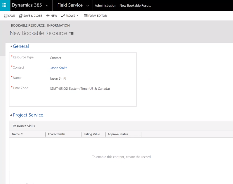 New Bookable Resource in Field Service