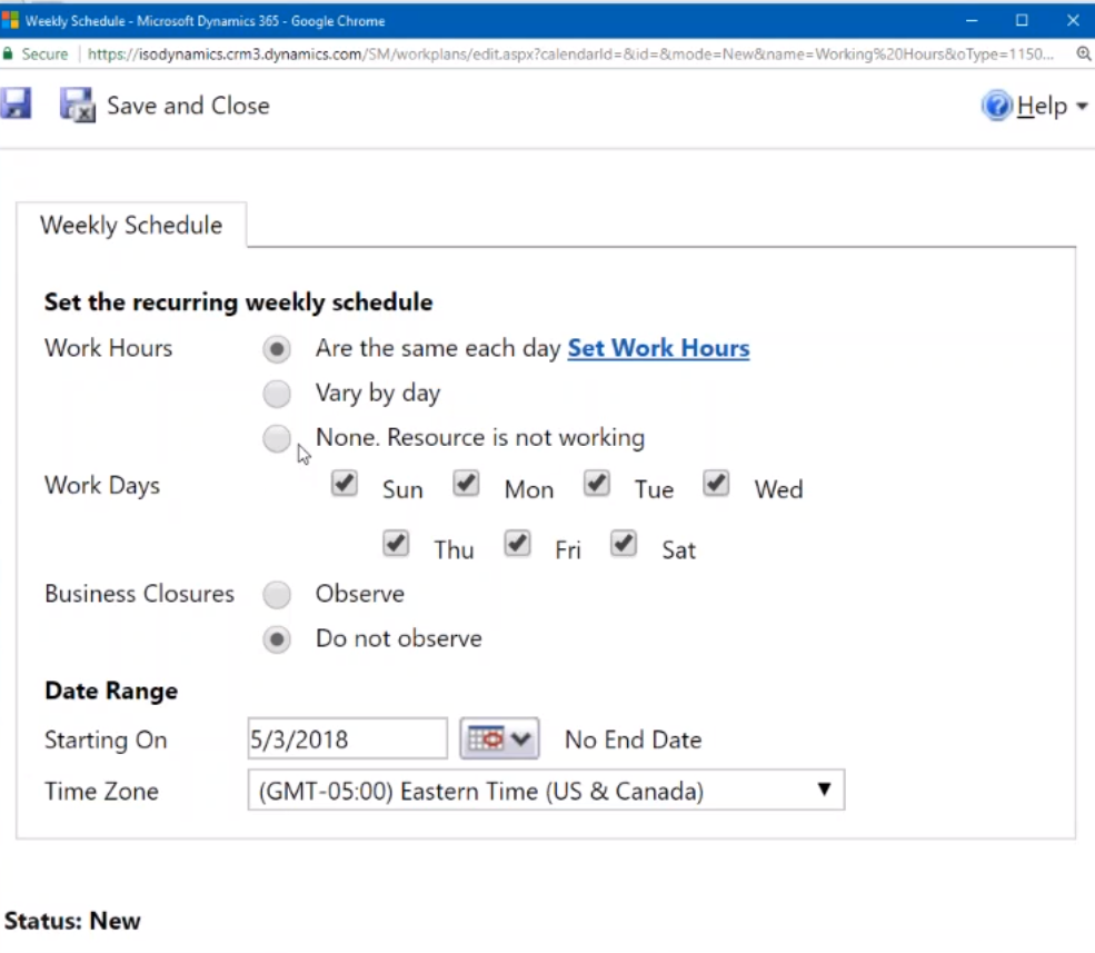 Weekly Schedule in Dynamics 365 for Field Service