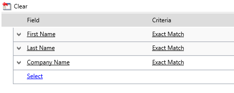 CRM Duplicate Detection Criteria Eg
