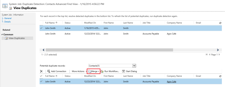 View CRM Duplicates