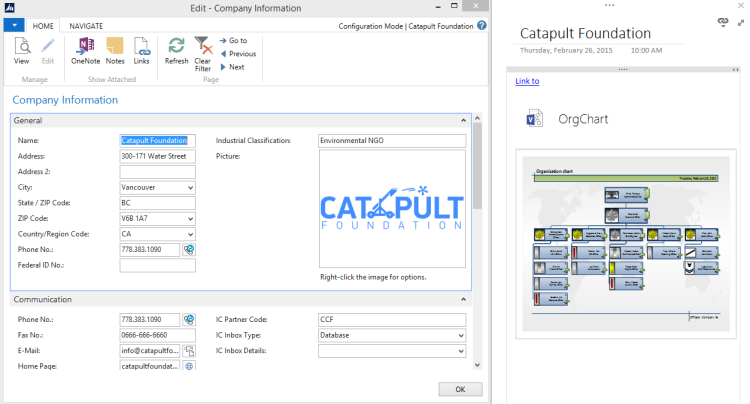 Company Information OneNote NAV