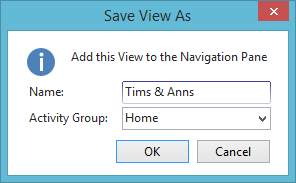 Save or add view to Navigation pane