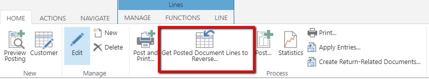 Get Posted Document Lines to Reverse