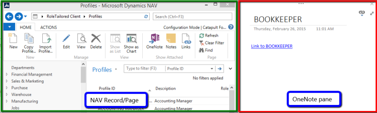 OneNote Pane on NAV Record