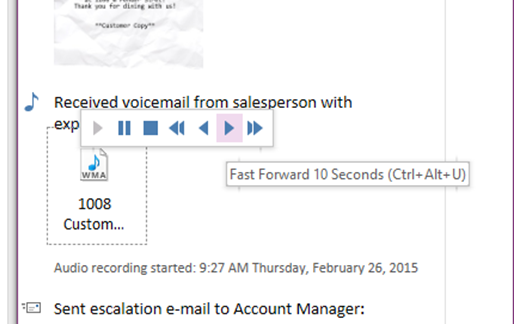 Audio file in OneNote