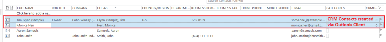 Identifying Contact records synced from CRM via Outlook