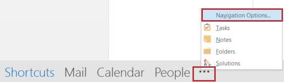 Navigation Options in Outlook
