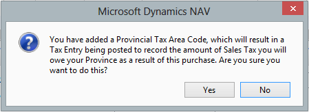 PST Self Assessment Provincial Tax Code warning