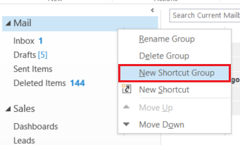 Outlook Shortcut Group