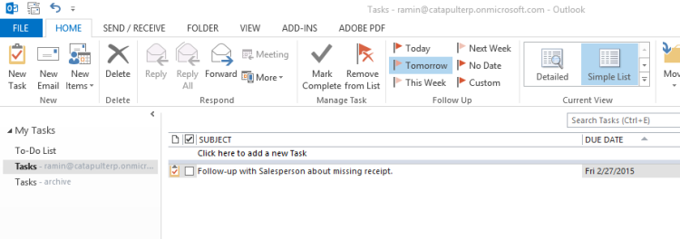 Outlook task from NAV