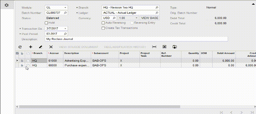 Acumatica Configure Columns