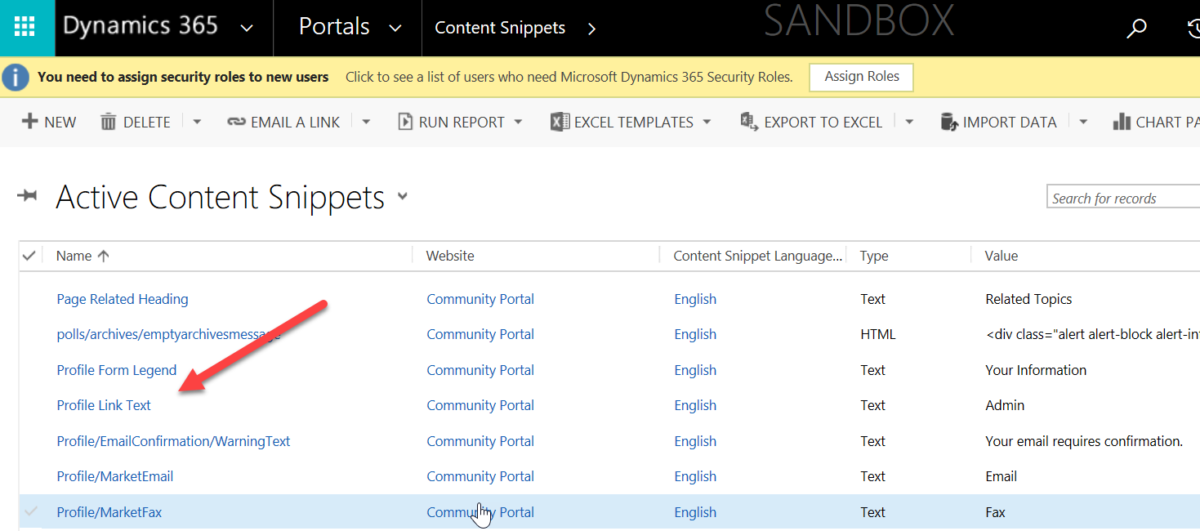 Dynamics 365 Portals - Content Snippet
