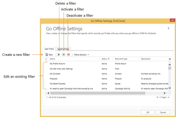 Go Offline with CRM for Outlook: Settings