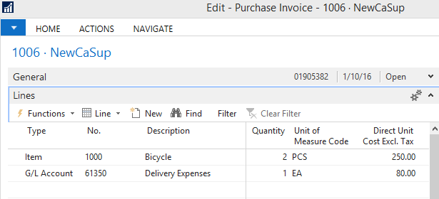 NAV 2016 Posting Preview Purchase Invoice