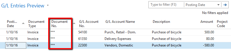 NAV 2016 Posting Preview General Ledger