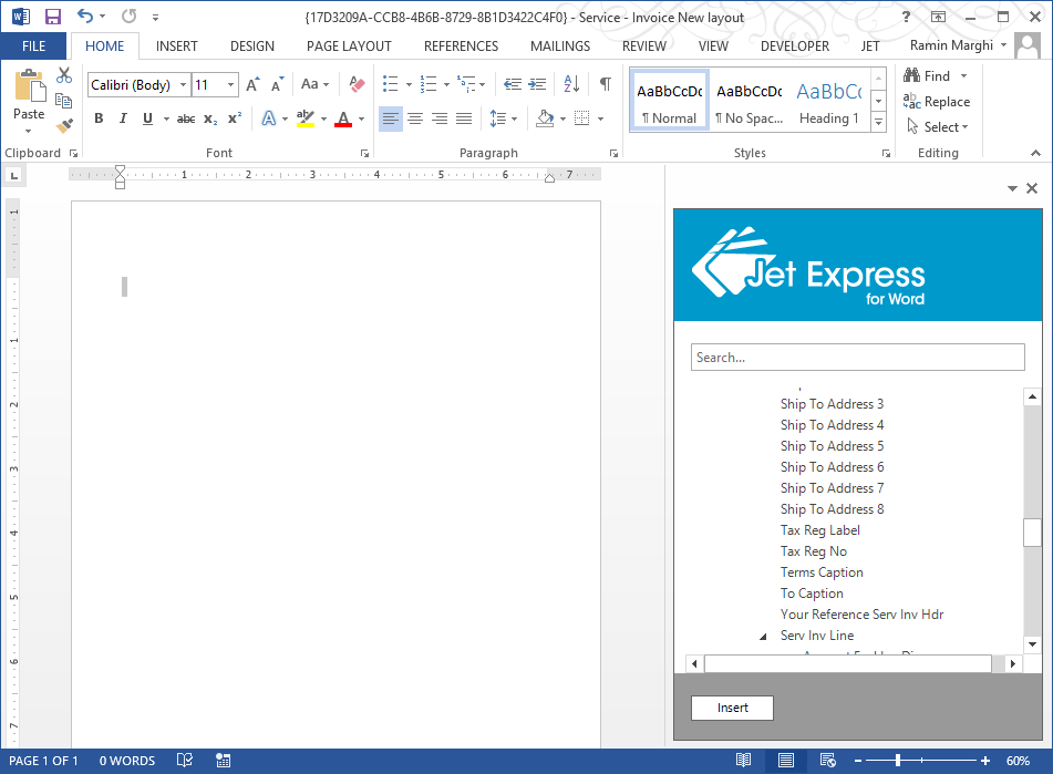 Editing the Word Template for Custom Report Layouts