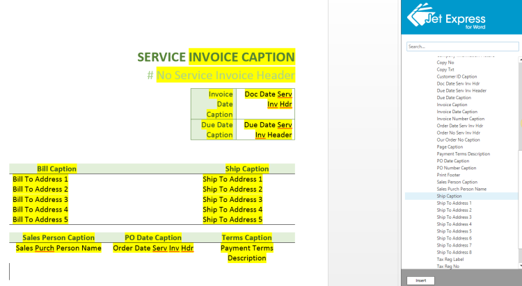 Word Template from Scratch - Service Invoice (Header)
