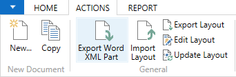 Export Word XML Part from the Actions Tab in the Ribbon