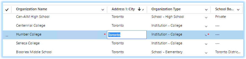Editable Grid Example