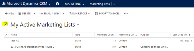 CRM 2013 Pinning a View