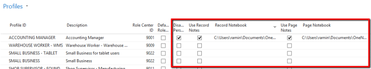 NAV Role Access to OneNote