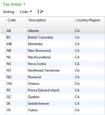 NAV for PST: Tax Areas