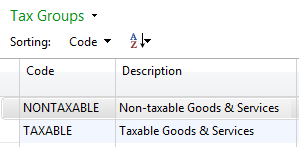 NAV for PST: Tax Groups
