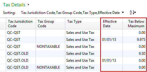 NAV for PST: Tax Details