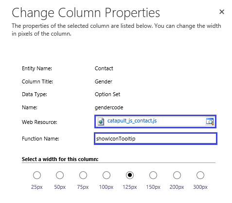 Column Properties for Custom Icons
